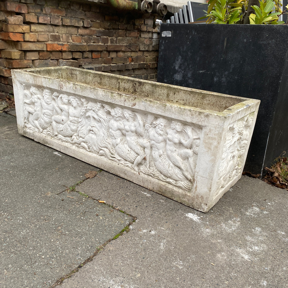 Steindeko Kübel Stein Pflanzkasten mit Relief – gebraucht