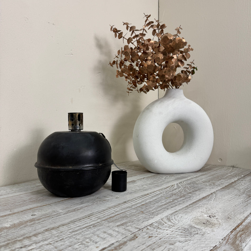 Öllampe Ölleuchte Kugel Metall Schwarz Industrie-Look Lampe Gebraucht