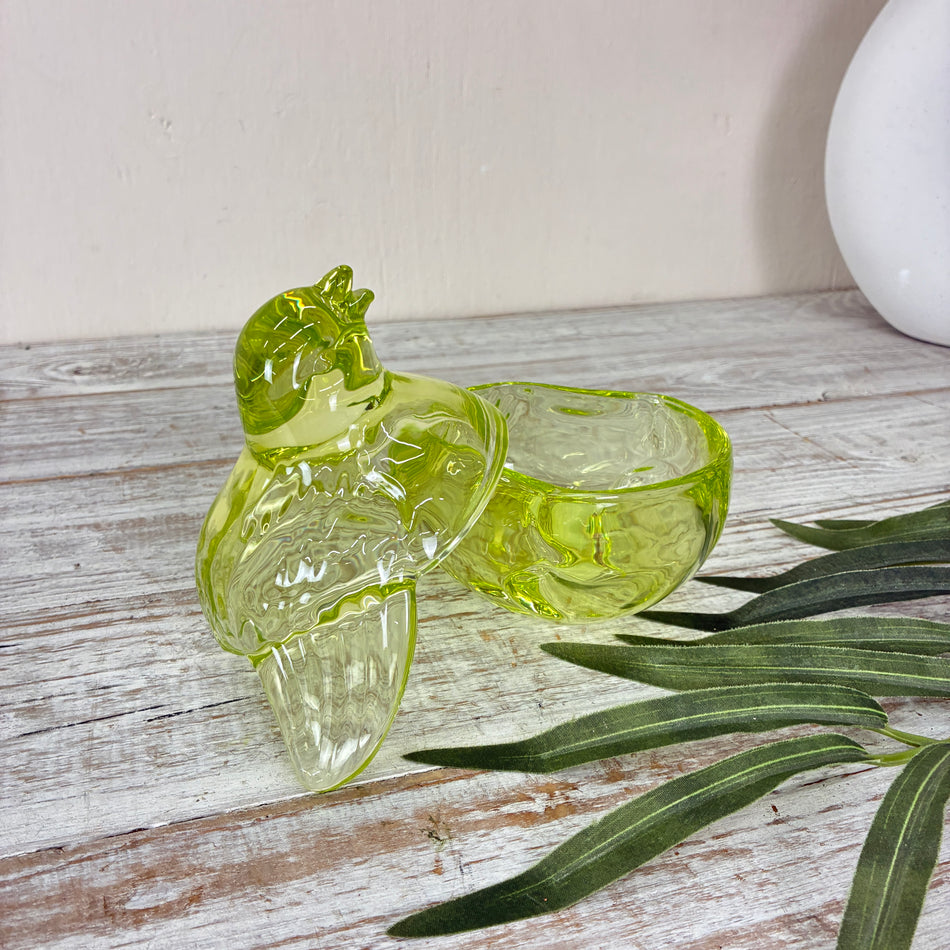 J-Line Glasdose mit Deckel Taube Schatulle Dose Form Grün Deko