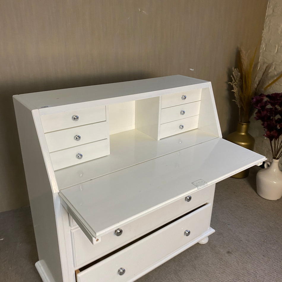 Weißer Landhaus Sekretär mit Klappe & Schubladen – charmante Schreibkommode – Tisch gebraucht