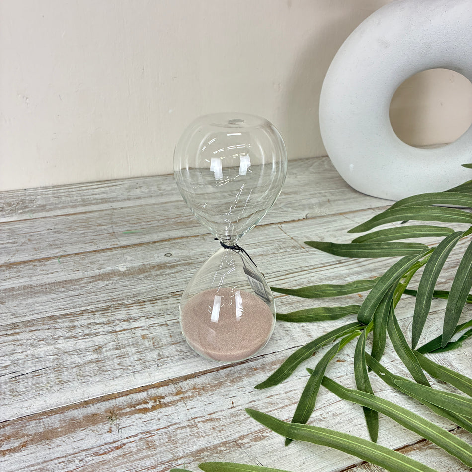 J-Line 19cm Sanduhr Glas Transparent Beige Sand Deko