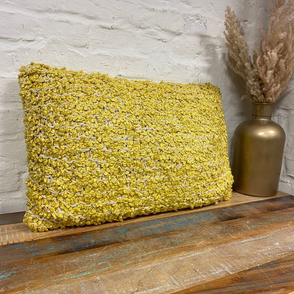 Unique Living Joey Zierkissen gelb Struktur Dekokissen 60x40 Neuware