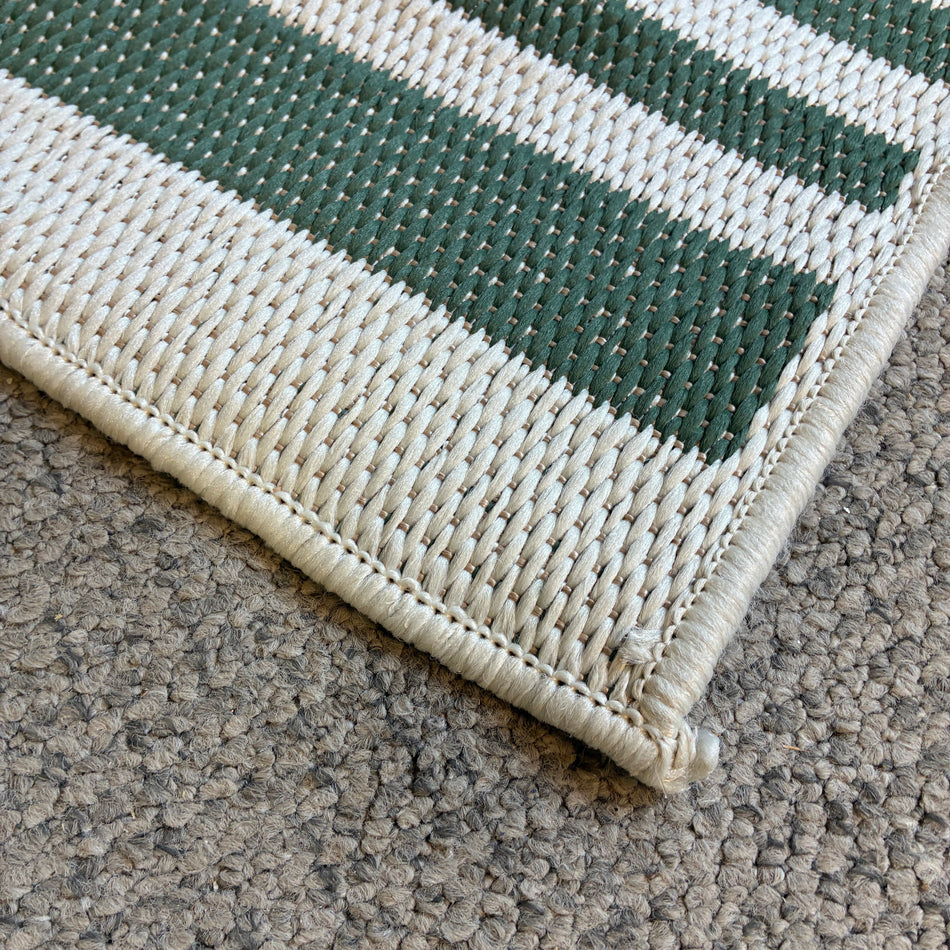 Grün Weiß gestreifter Teppich modern – Neuware – 120 x 170cm