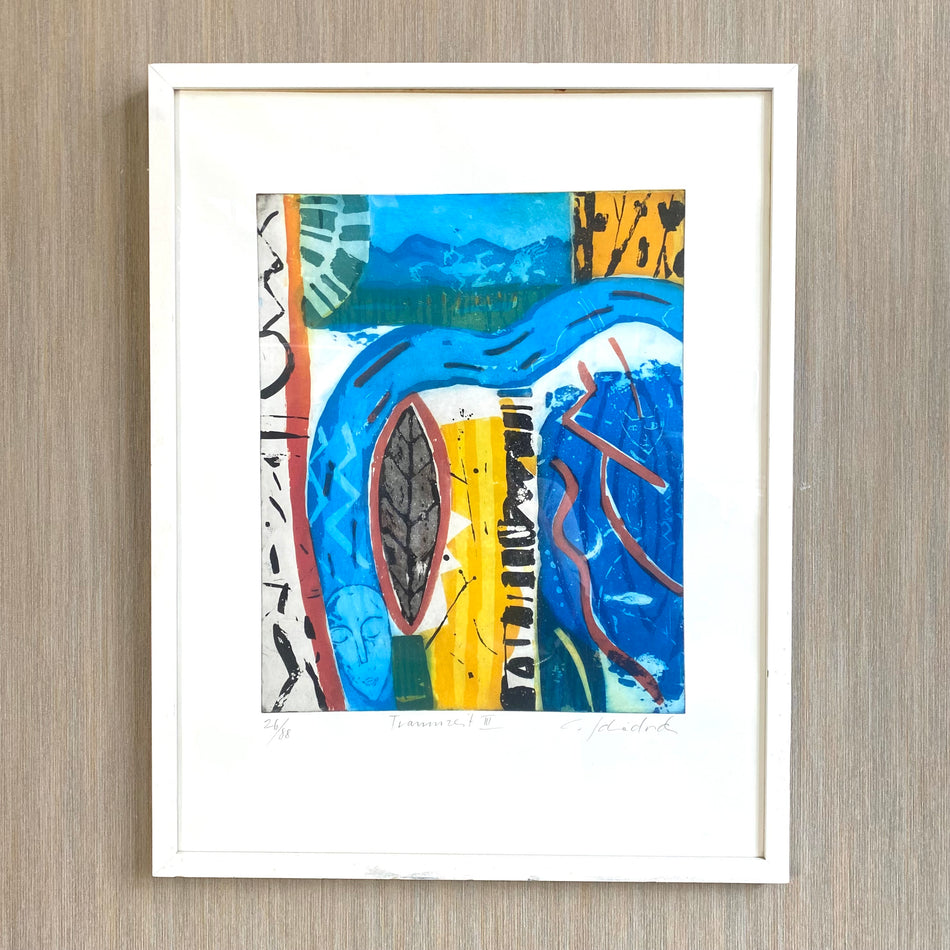 Bild mit Rahmen gebraucht Druckgrafik Holz Glas 58 x 74