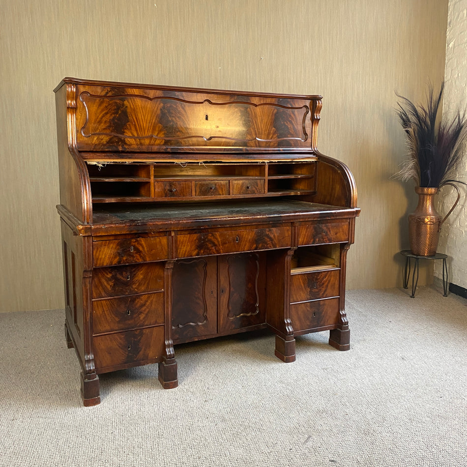 Louis Philippe Rollbüro antik Mahagoni Nadelholz