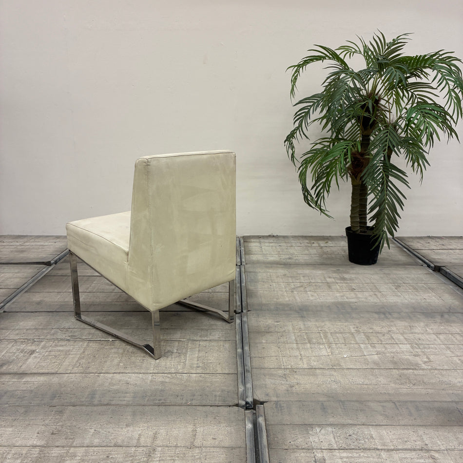 Lounge Sessel Beige Stoff Chrom Kufen Freischwinger Stuhl Gebraucht