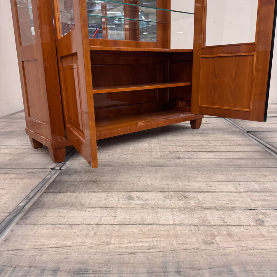 Vitrine im Biedermeier-Stil Kirsche Holz Schrank Vintage Antiquität