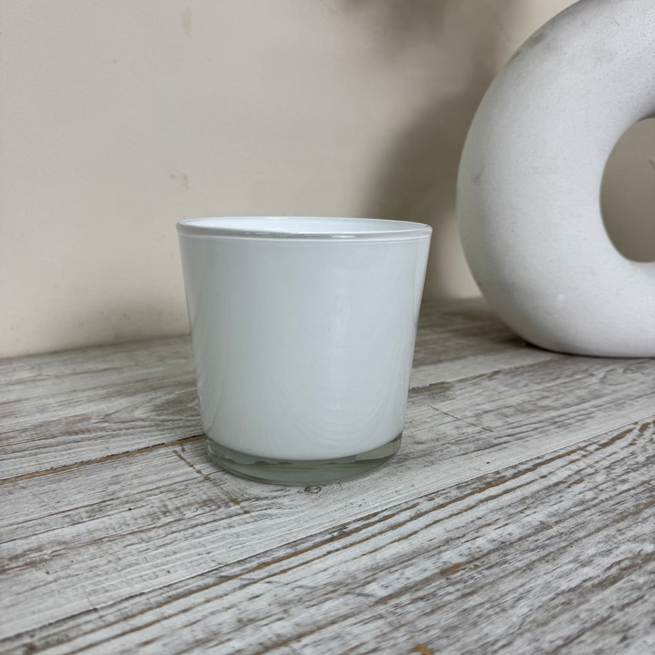 Blumentopf Weiß Glas