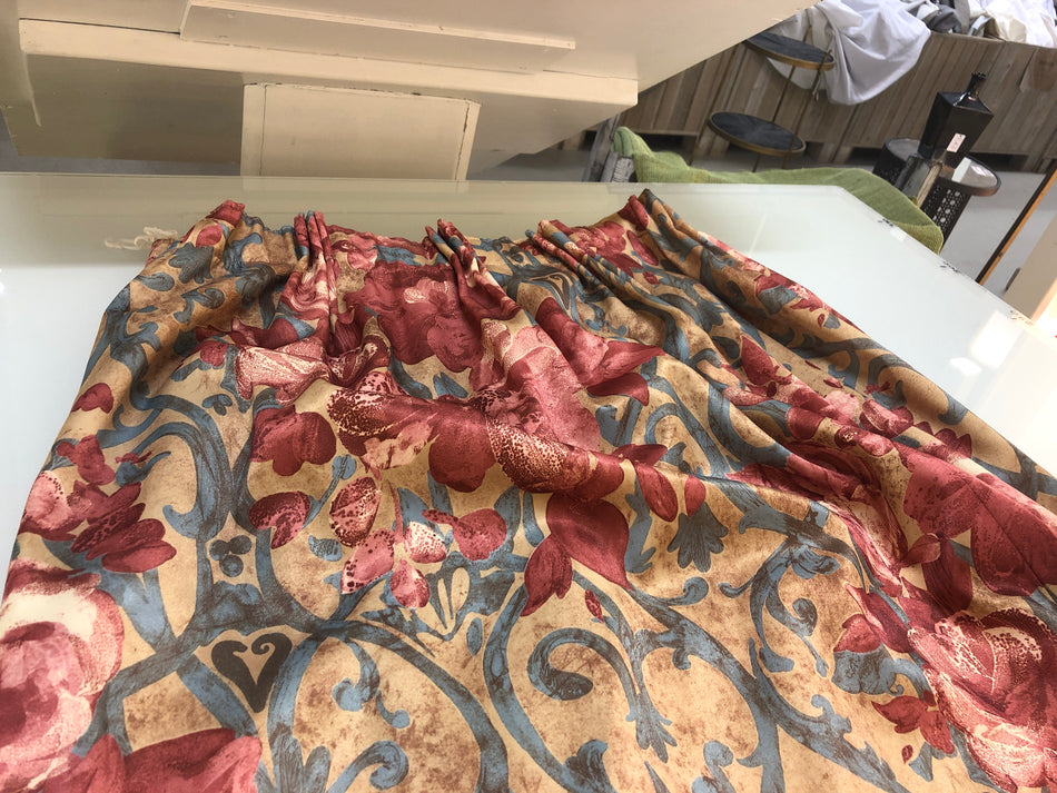 Gardine Vorhang 330x100 rot floral Blumenmuster gebraucht