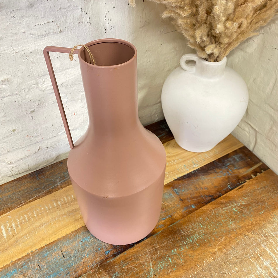 Flaschenvase alt rosa Vase Metall 33,5cm Blumenvase