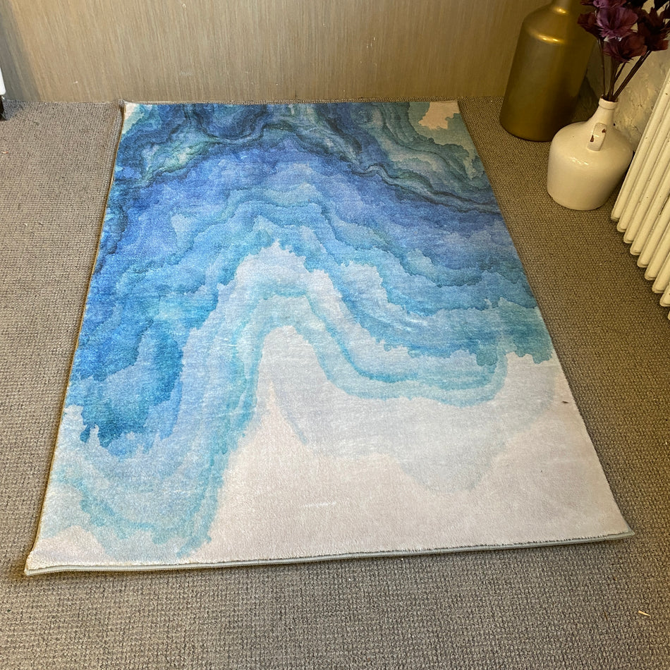 Benuta POP Teppich „Mara“ Blau 120×170 cm – Moderner Wasserfarben-Look