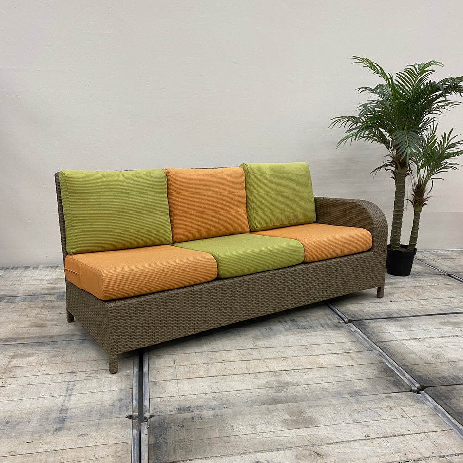 Rattan Sofa 3 Sitzer R Dunkel Orange Grün Outdoor Gebraucht