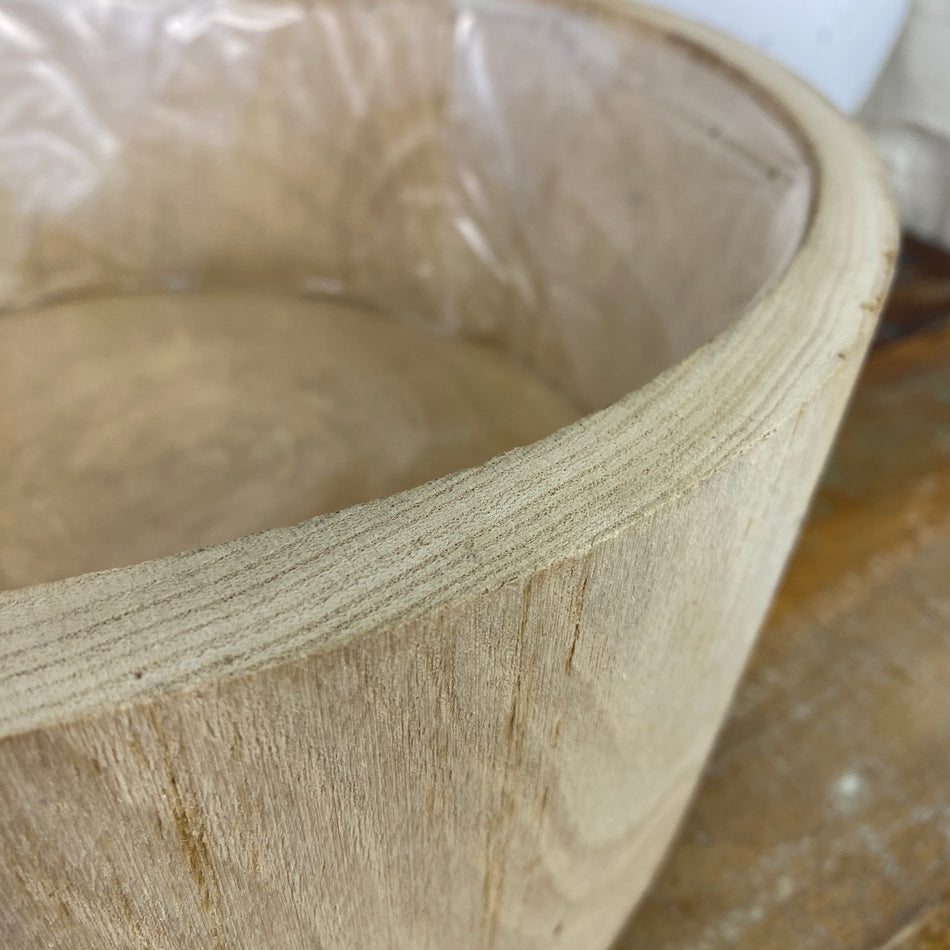 Holz Blumentopf Vollholz mit Kunststoff Beschichtung 38x15 natürlich Übertopf