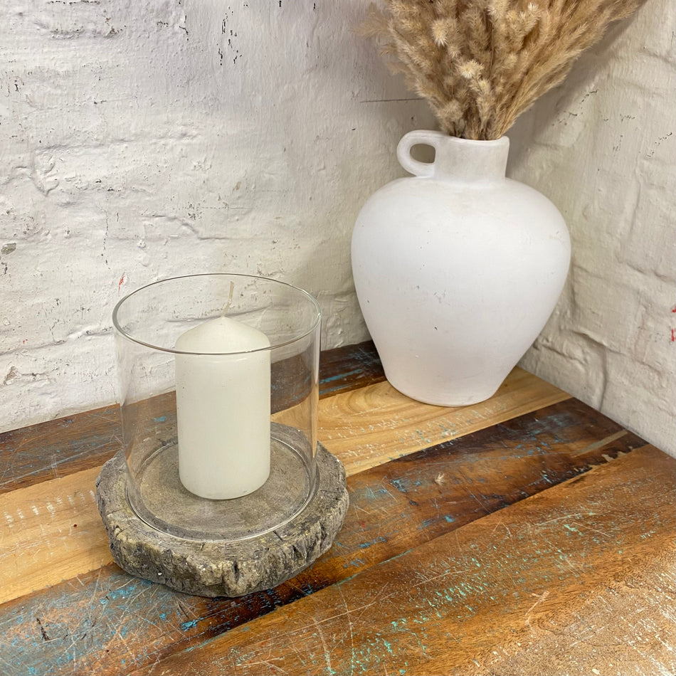 Windlicht Hidde grau Zement Glas 16cm