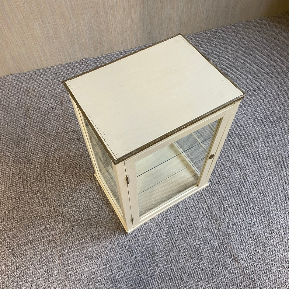 Thekenvitrine antik weiß Holz lackiert Kommode Vitrine