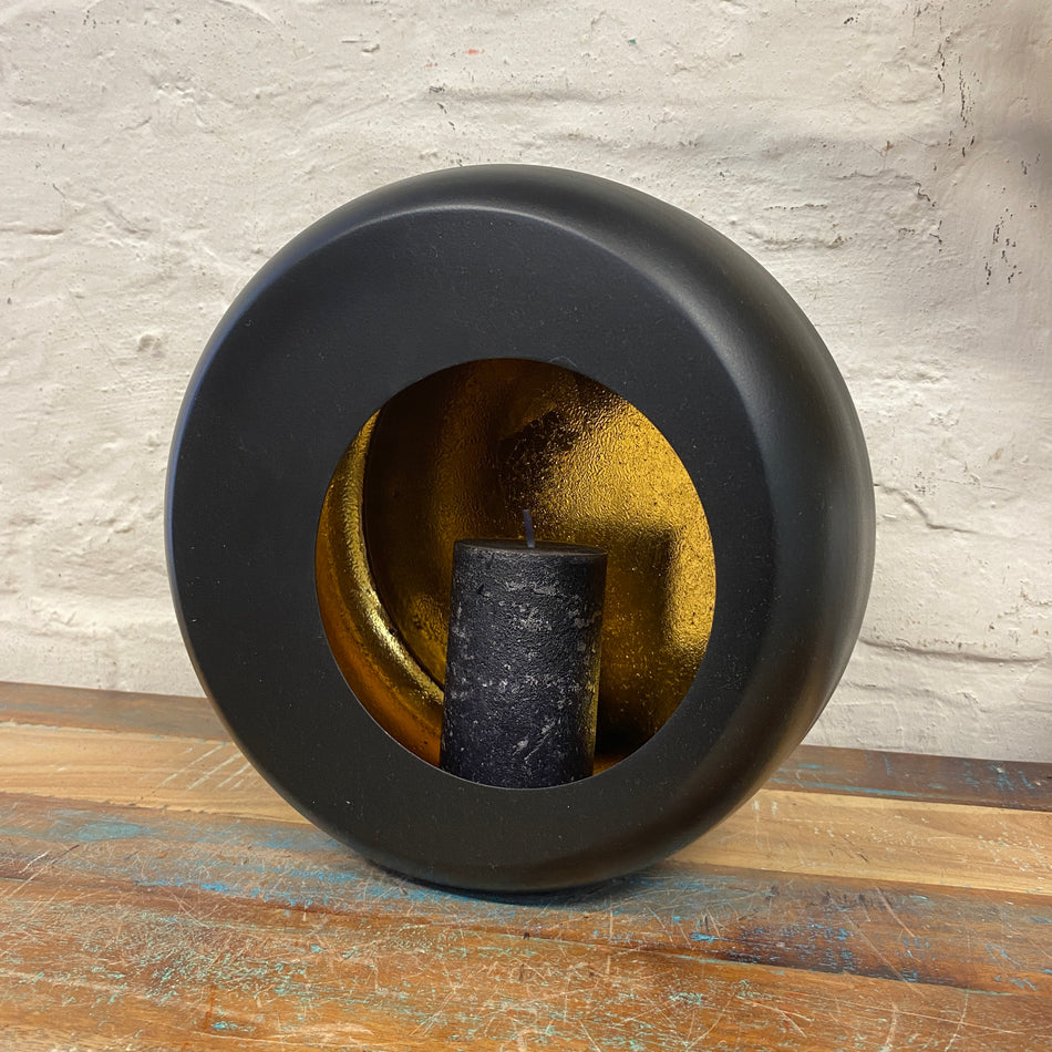 Countryfield Rondo M Windlicht schwarz golden 28cm Deko