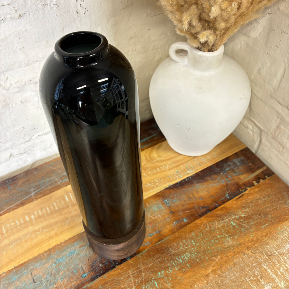 PTMD Vase Fleure grau Holz Glas 34cm