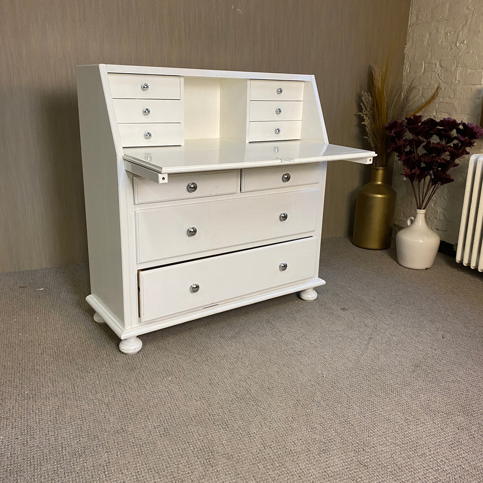Weißer Landhaus Sekretär mit Klappe & Schubladen – charmante Schreibkommode – Tisch gebraucht