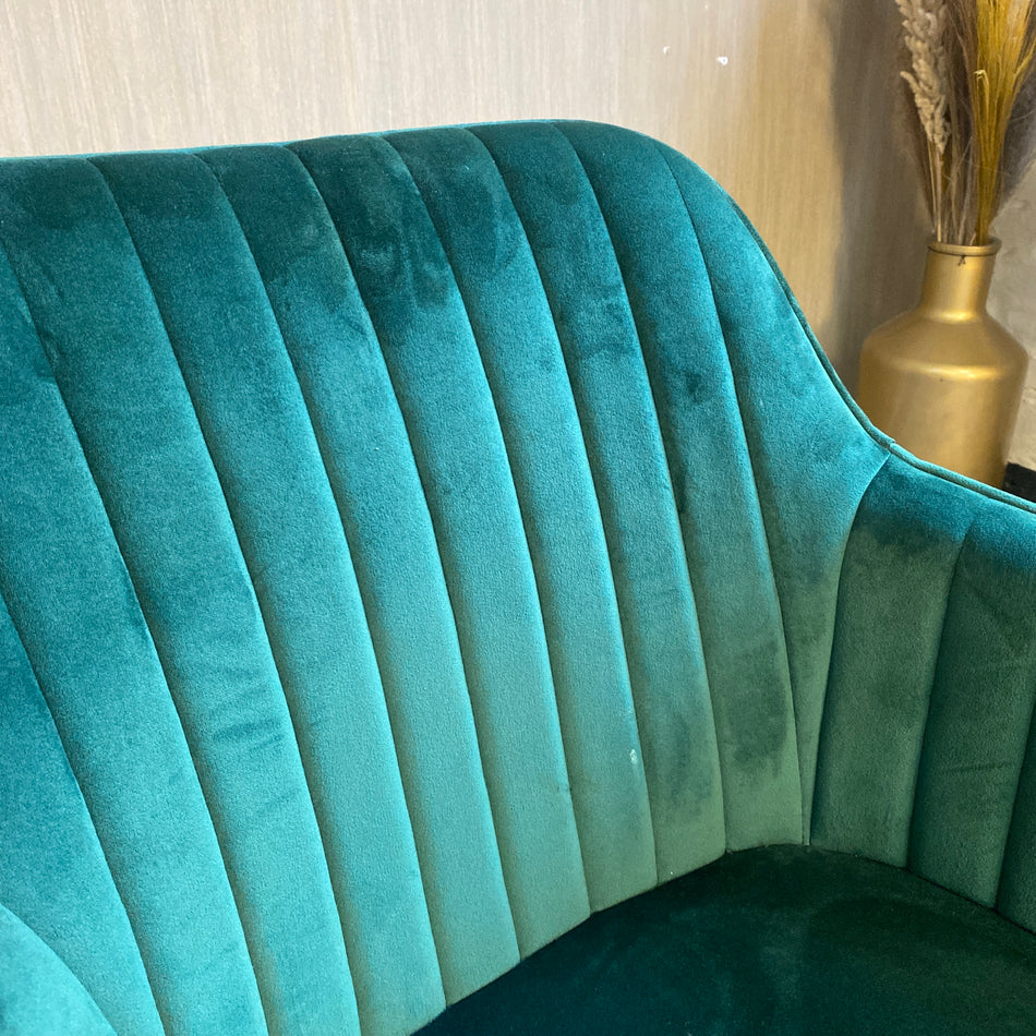 Samt Stuhl in Smaragdgrün mit Goldgestell – moderner Polsterstuhl gebraucht