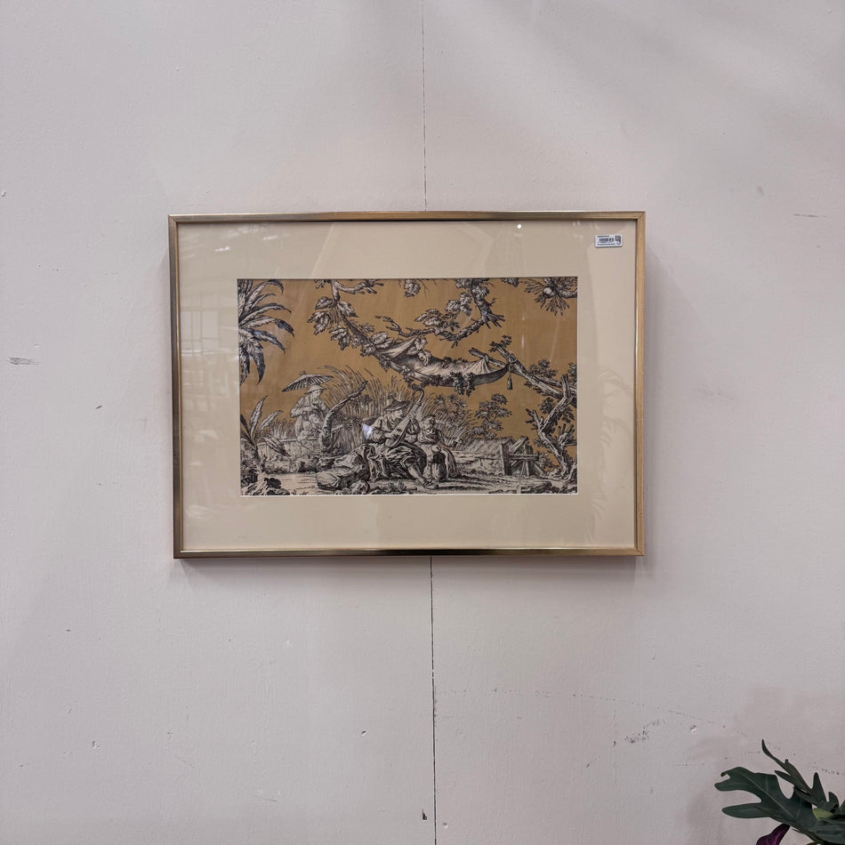 Kunstdruck Beige Gold Historisches-Motiv Wandbild Vintage Deko Gebraucht