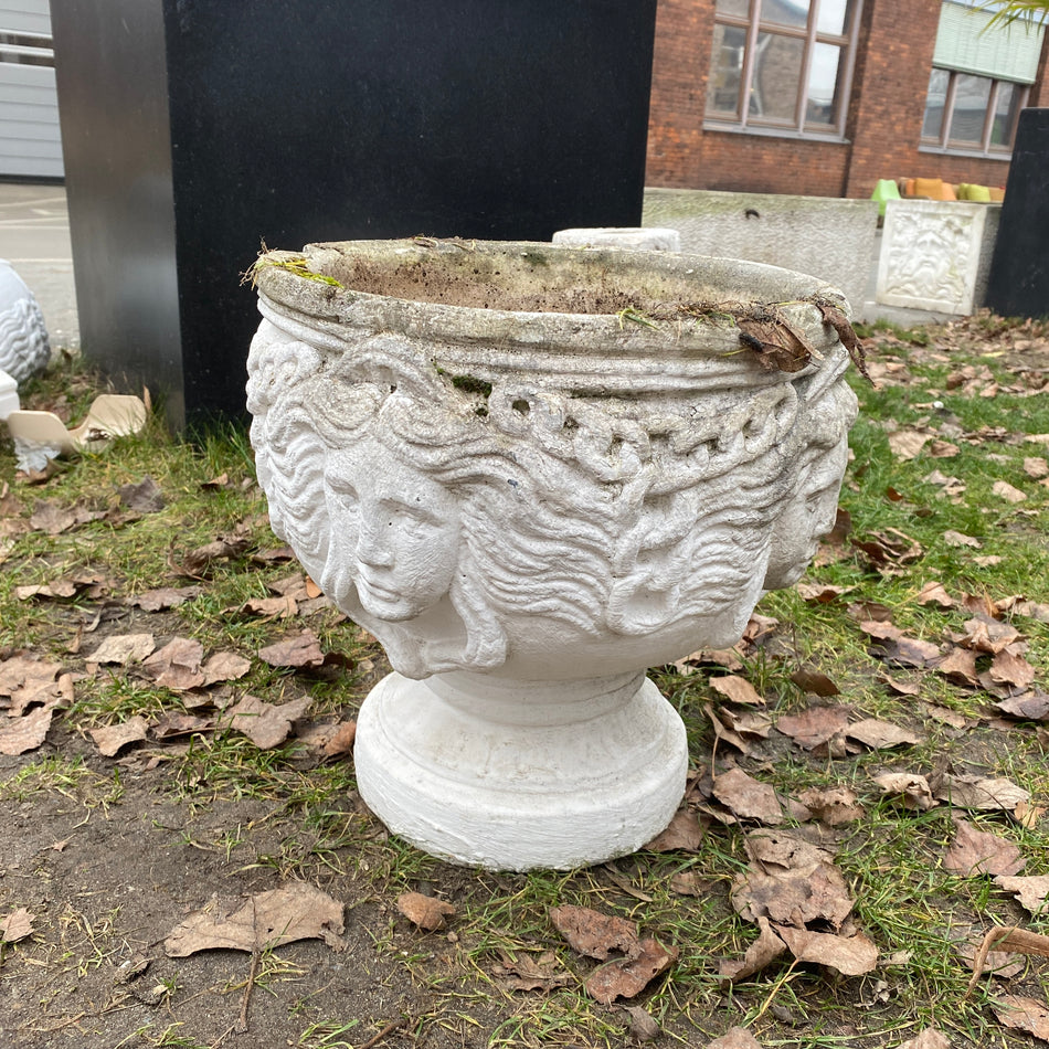 Steindeko Stein Pflanzgefäß mit Frauenkopf – gebraucht