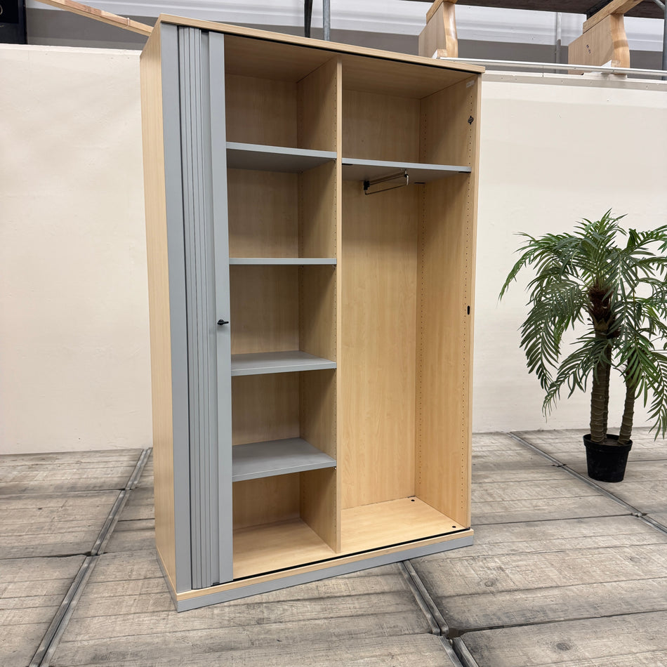 Werndl Büroschrank Buche Silbern mit Garderobe Rollladen Schrank Gebraucht