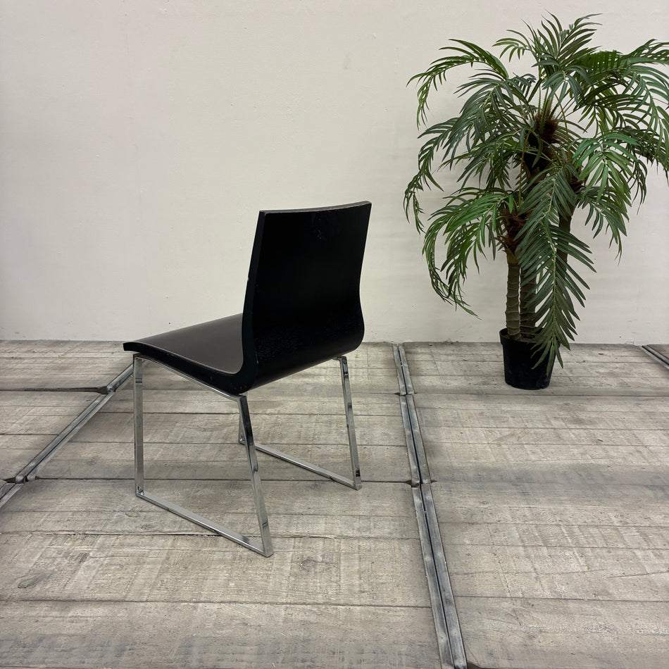 Esszimmerstuhl Schwarz Holz Chrom Konferenzstuhl Stuhl Gebraucht