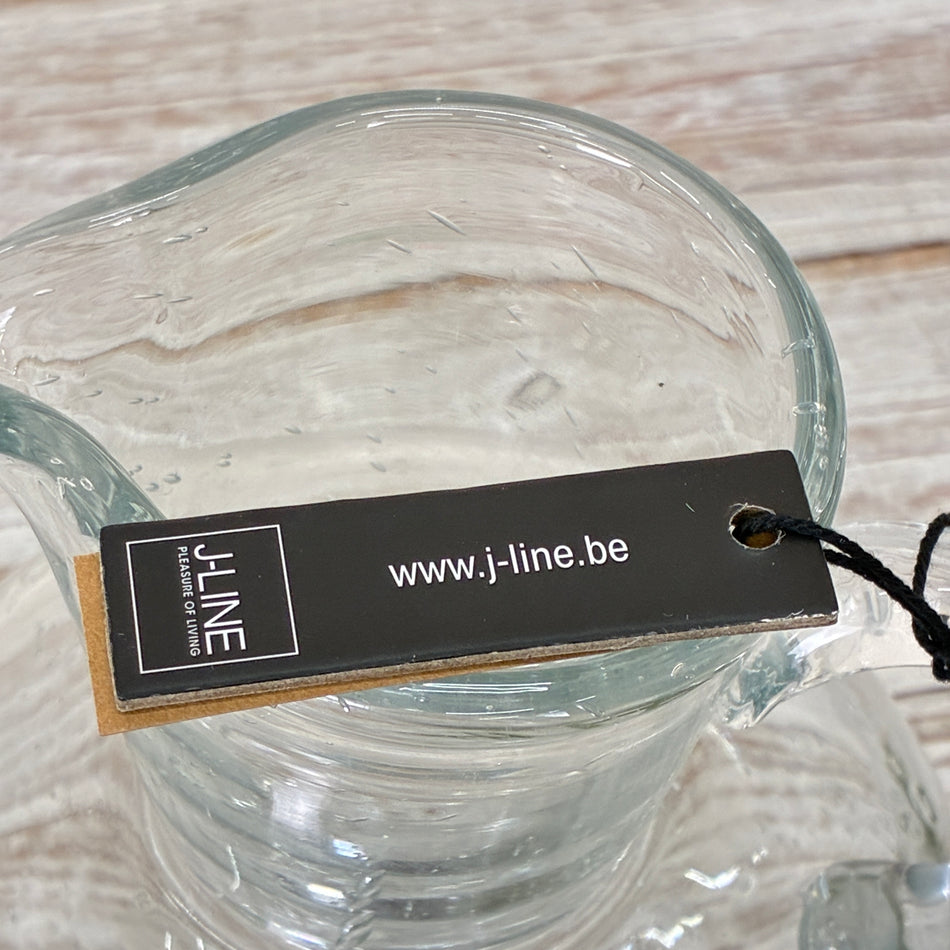 J-LINE Vase 21cm Glaskrug Transparent Bauchige Form Karaffe Glas Deko