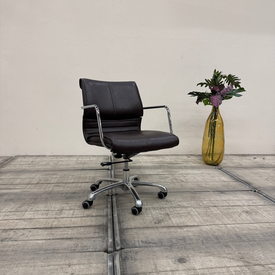 Bürodrehstuhl Dunkelbraun Leder Stuhl Gebraucht