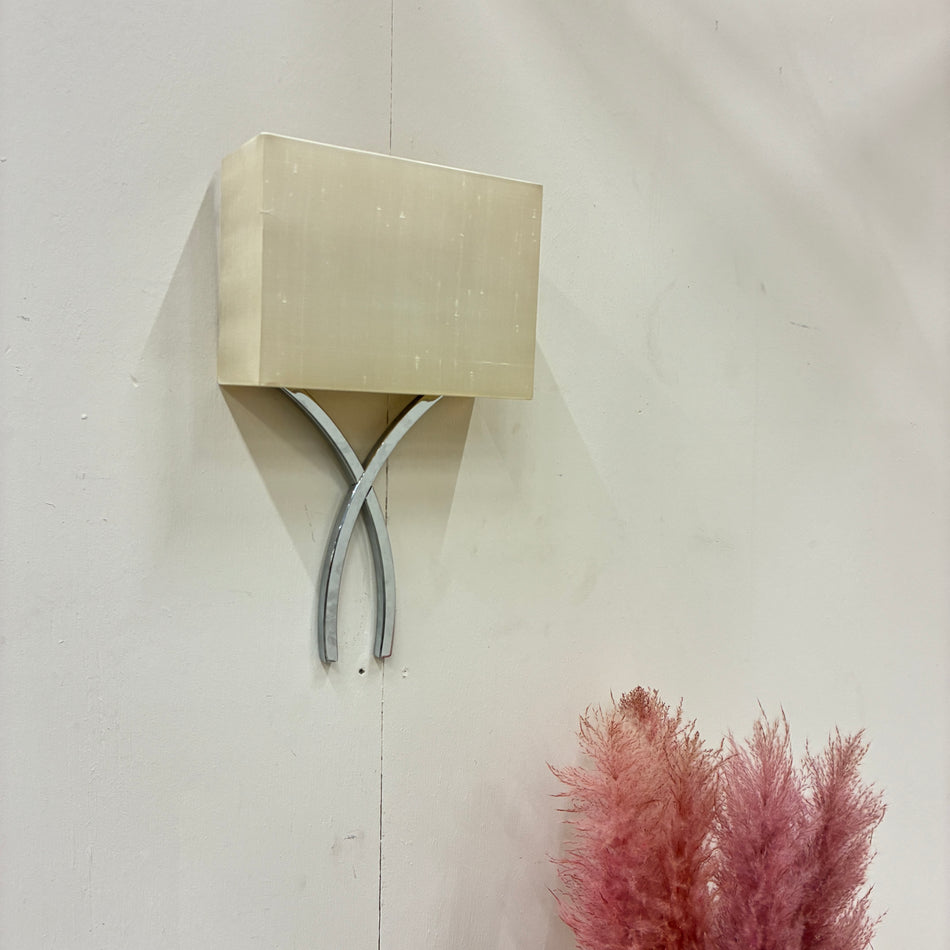 Modern Designer Curved Wall Light with Fabric Shade, Used Lamp