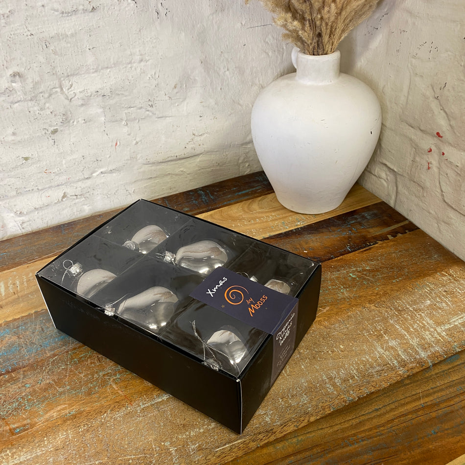 Xmas by Moos Weihnachtskugeln anthrazit Glas 8cm 6 Stück