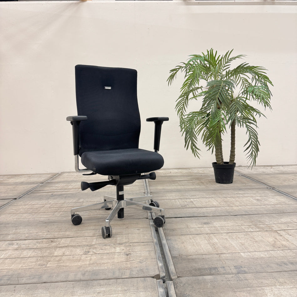 Lento Agilis Bürodrehstuhl Schwarz Silber Stoff Metall Ergonomisch Drehstuhl Gebraucht