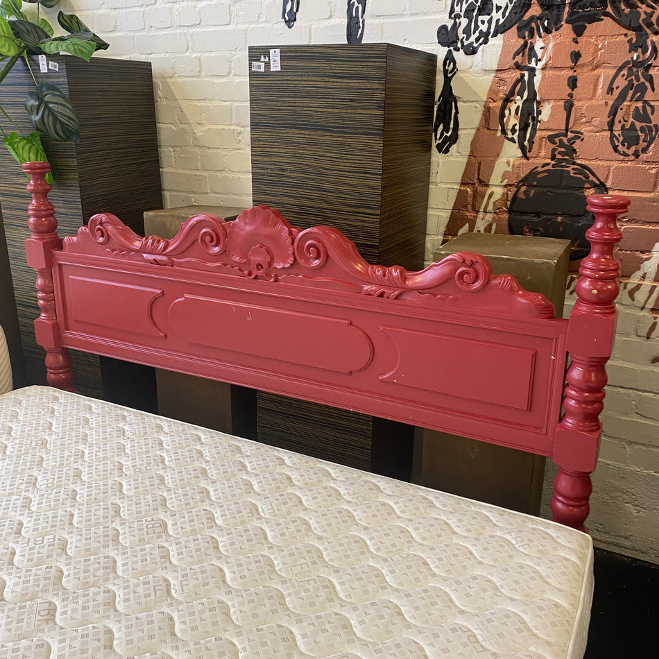 Vintage Bettkopfteil Massivholz rot –  Kopfteil gebraucht