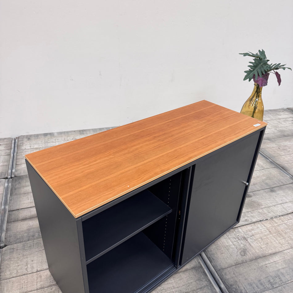 Planmöbel Sideboard 120cm 2OH Anthrazit Holz Büro Schrank gebraucht