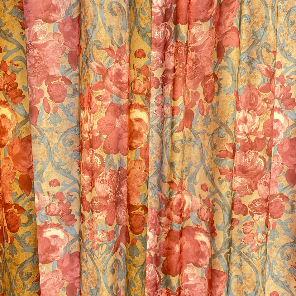 Gardine Vorhang 330x160 rot floral Blumenmuster gebraucht