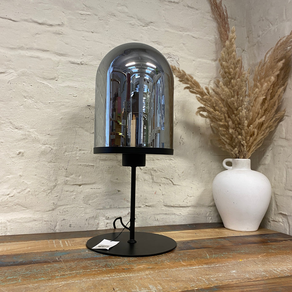 Maverick Tischlampe silbern Rauchglas E27 Lampe
