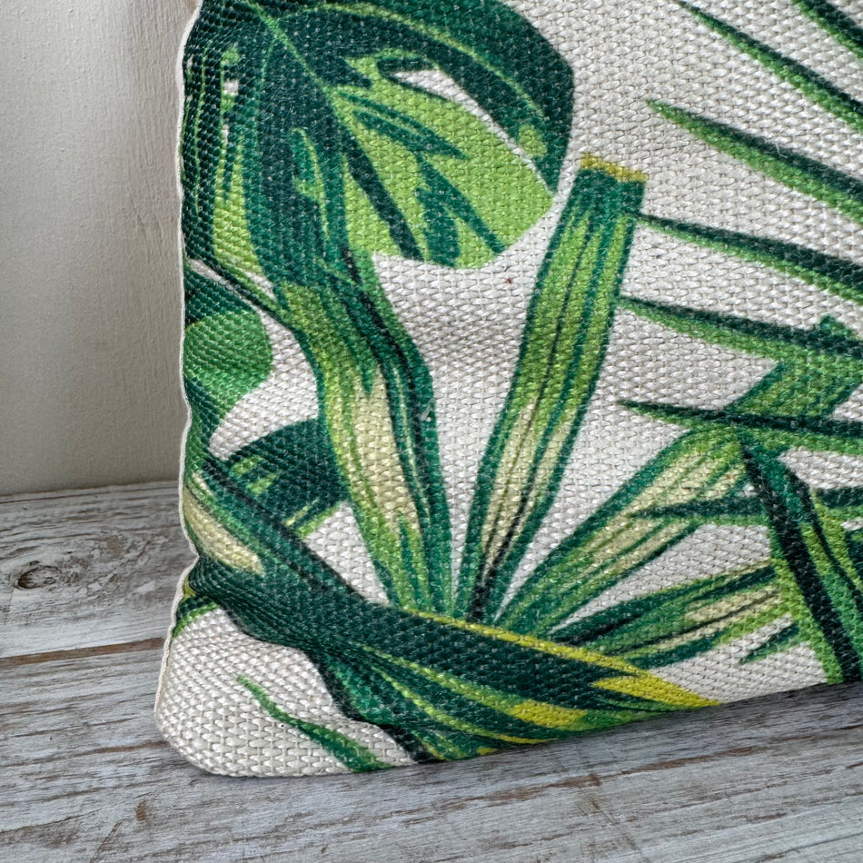 Zierkissen 45x45cm Tropische Blätter Grün Beige Mit Reißverschluss Kissen Deko