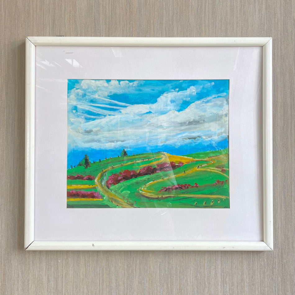 Bild mit Rahmen gebraucht Landschaftsmalerei Holz Glas 74 x 62