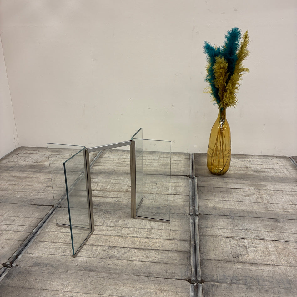 Tischgestell Untergestell Glas Metall Transparent Silber Ohne Tischplatte Gebraucht