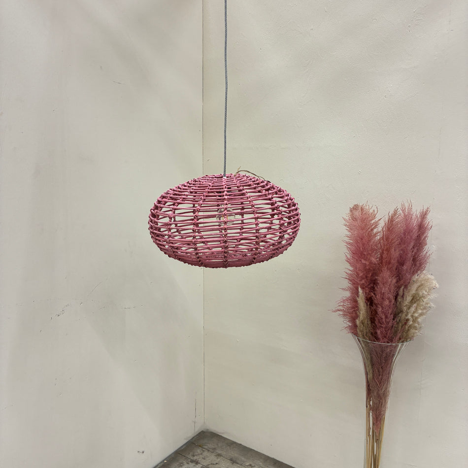KidsDepot Hängelampe Pumpkin Pendelleuchte Rattan Rosa Lampe