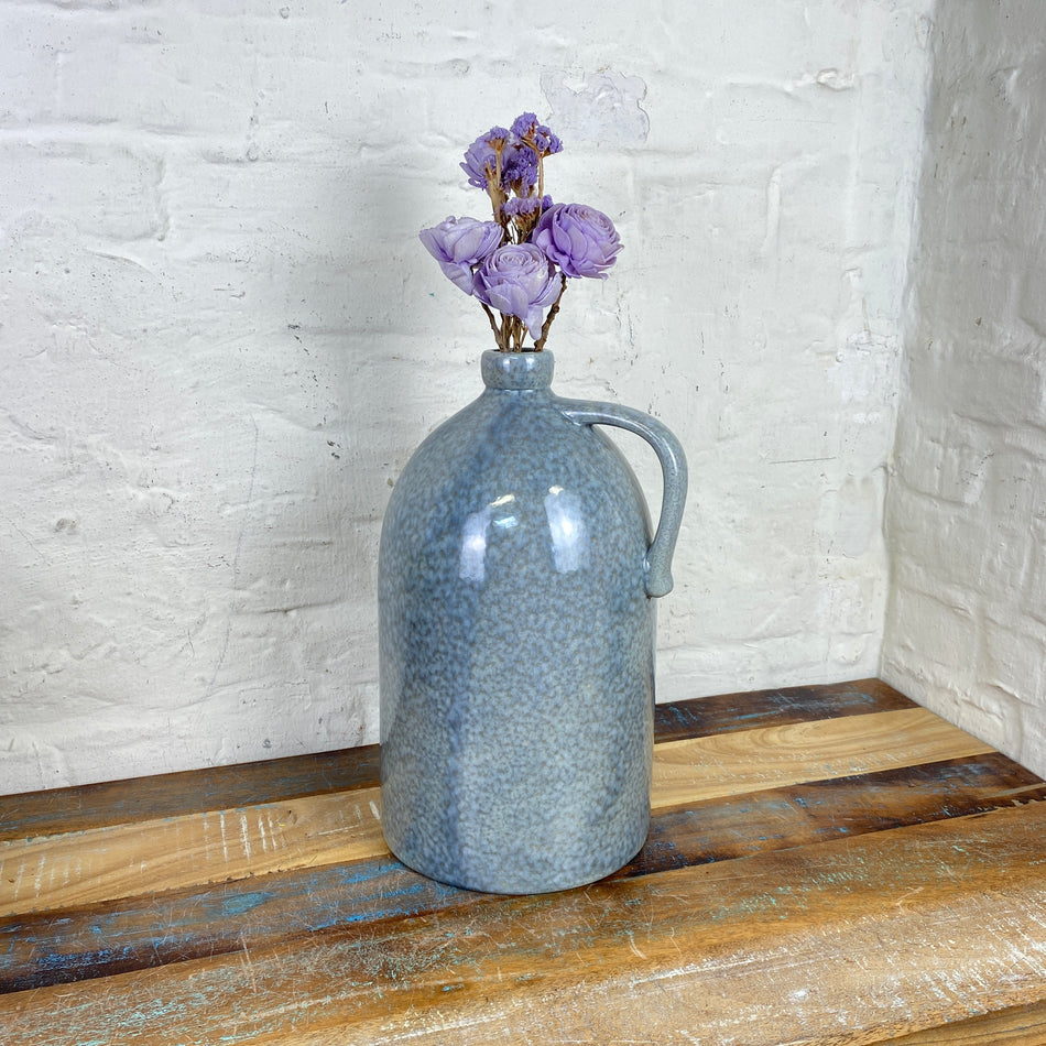 Vase grau Keramik Krug 36cm Deko Blumenvase