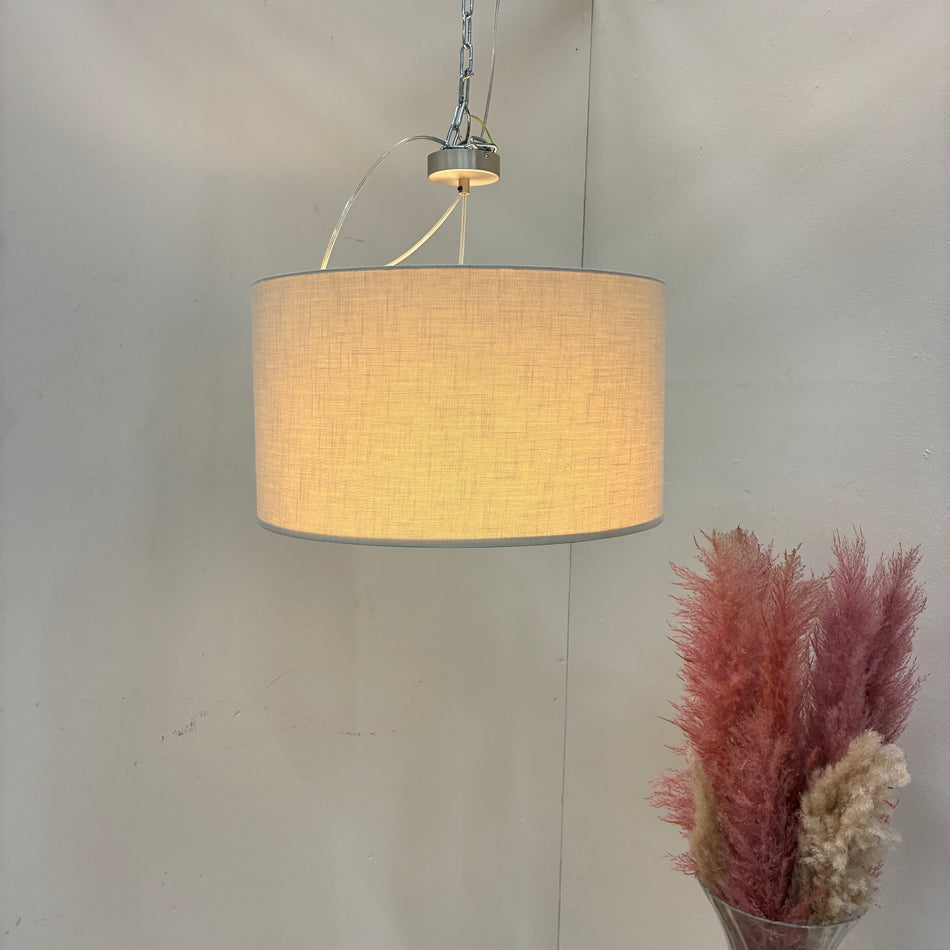Deckenlampe Hängeleuchte Stoffschirm 48cm Beige Sand Textil Lampe Gebraucht