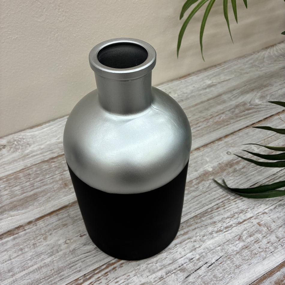 Countryfield Vase Silber Schwarz Matt Design Deko 27cm