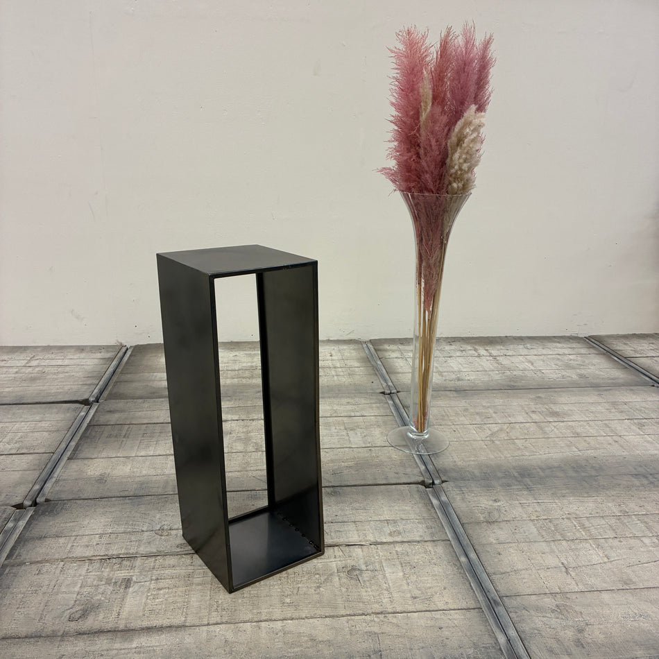 Side Table, Black Metal Pedestal, 77 cm, Decorative Stand, Industrial Style