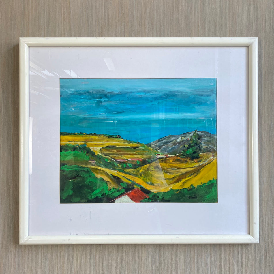 Bild mit Rahmen gebraucht Landschaftsmalerei Holz Glas 74 x 62