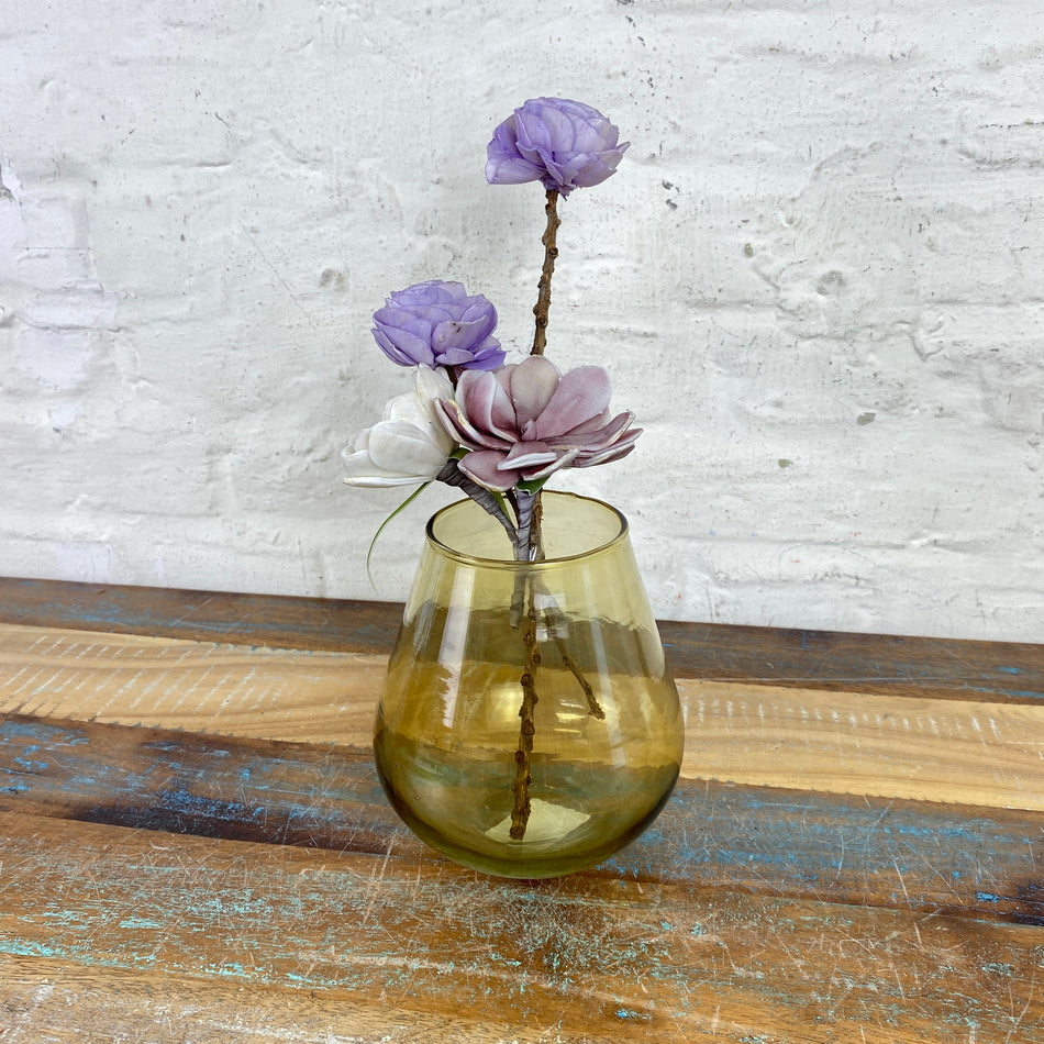Vase gelb transparent Glas Deko 16cm Windlicht