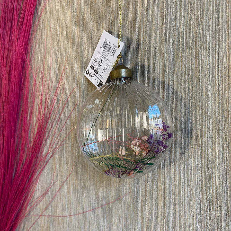 Deko Anhänger bunt Glas Trockenblumen Typ H