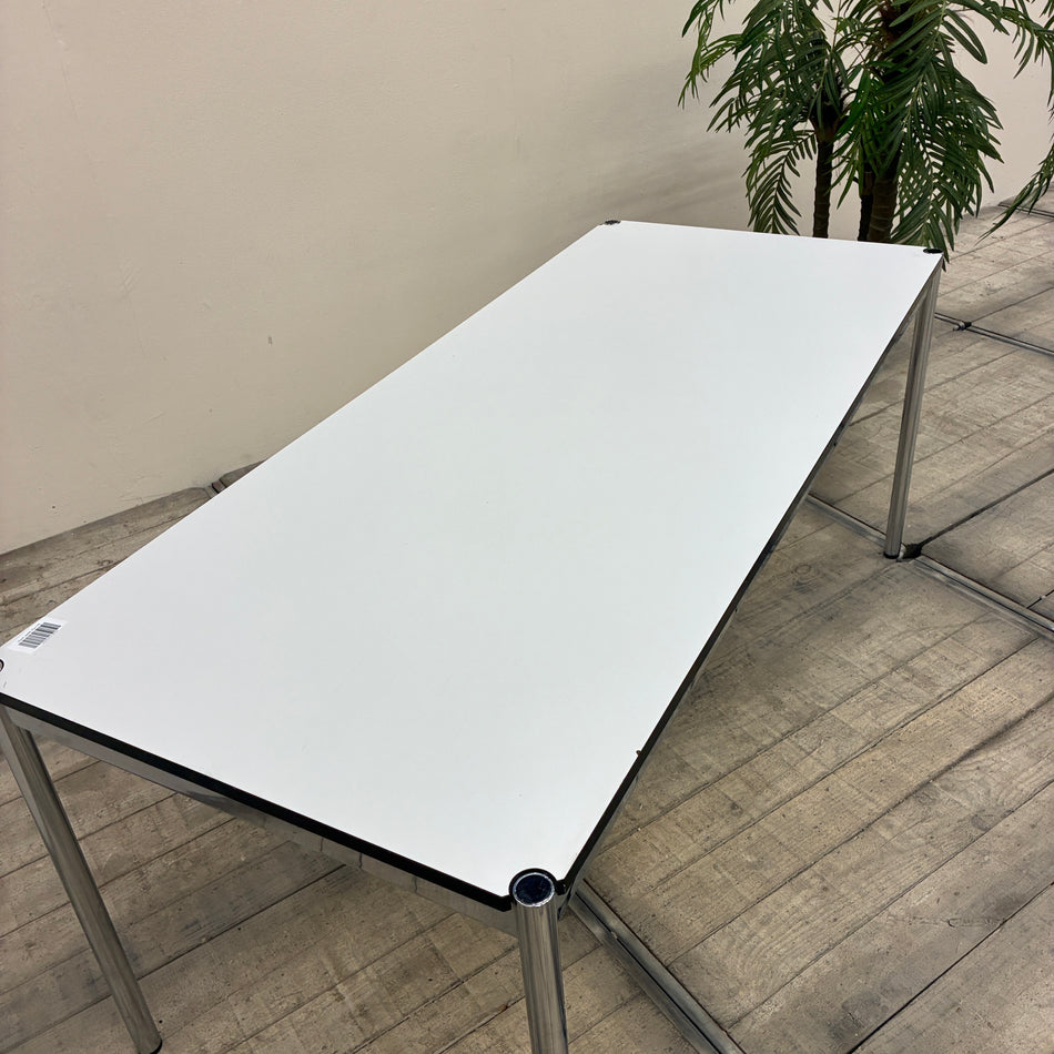 USM Haller Tisch 175x75cm Schreibtisch Esstisch Weiß Chrom Klassiker Tisch Gebraucht
