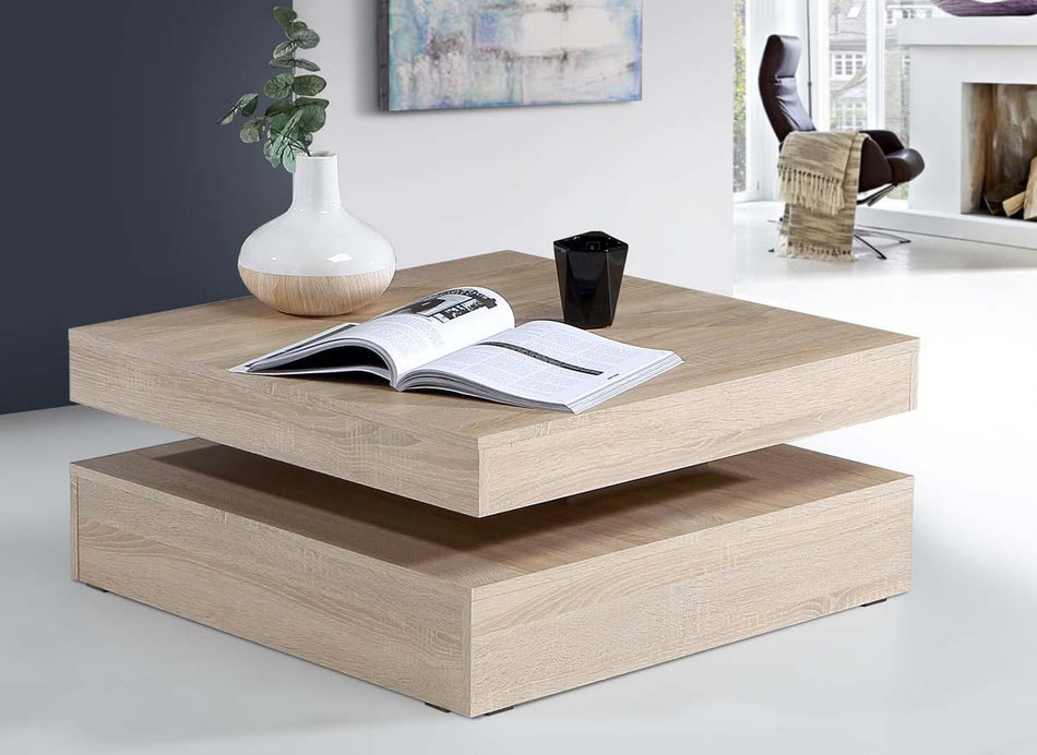 COFFEE TABLES rotierender Couchtisch 78 x 78 cm Sonoma Eiche
