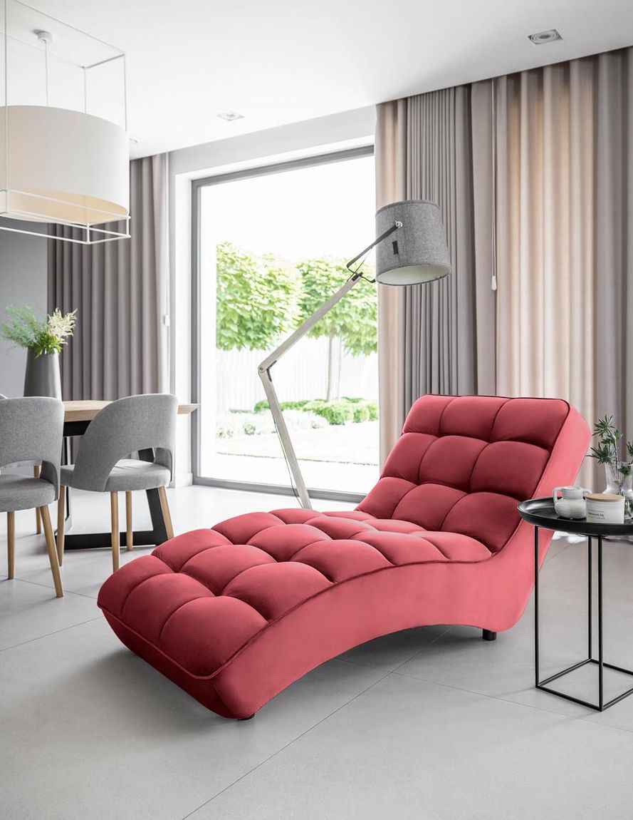 Loren Relaxliege Design 170x85cm rot Samt